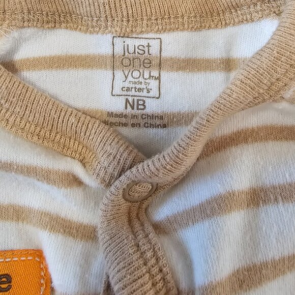 Carter's Baby Boy Tan and White Snap Closure Footed Sleeper Newborn - Picture 2 of 3